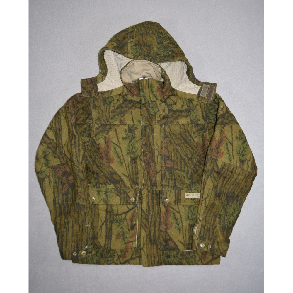 Columbia Jacket Mens Medium Wool Camouflage Gallatin Range Hunting Hooded